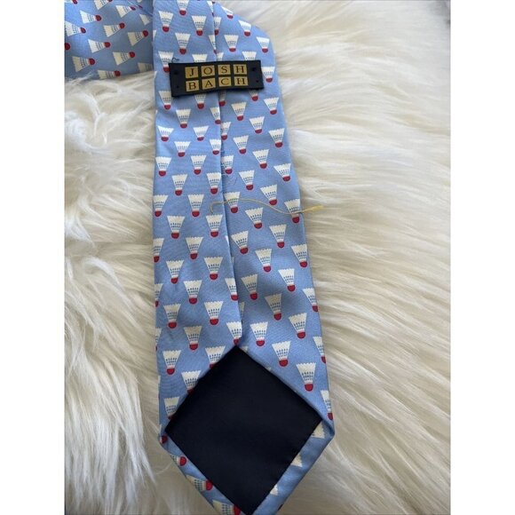 josh bach nyc Baby Blue Badminton Shuttlecock Funky Tennis 100 percent silk tie - Picture 6 of 9